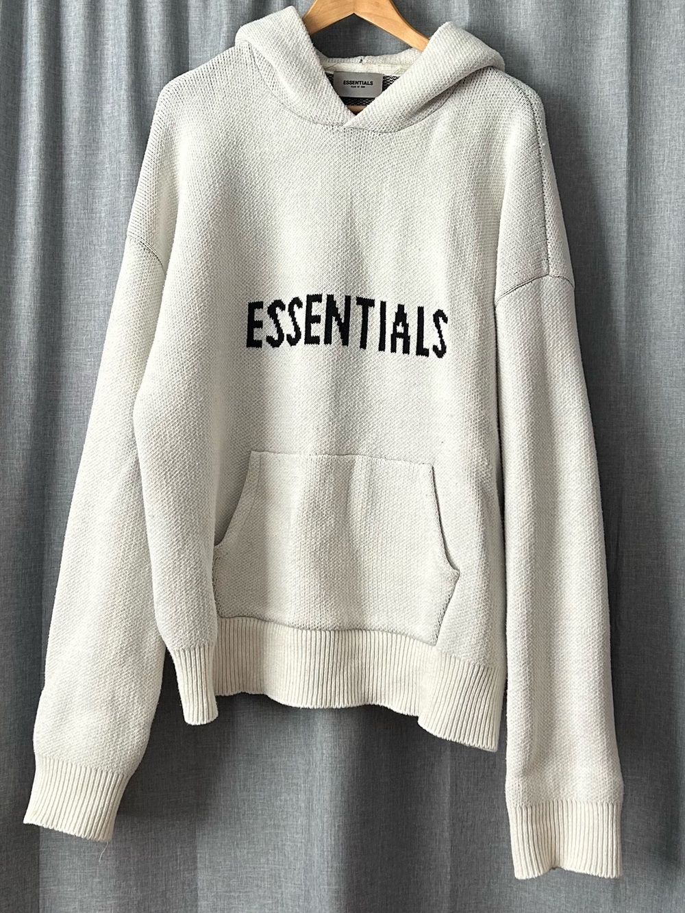 Essentials Cream Knit Hoodie Sweater